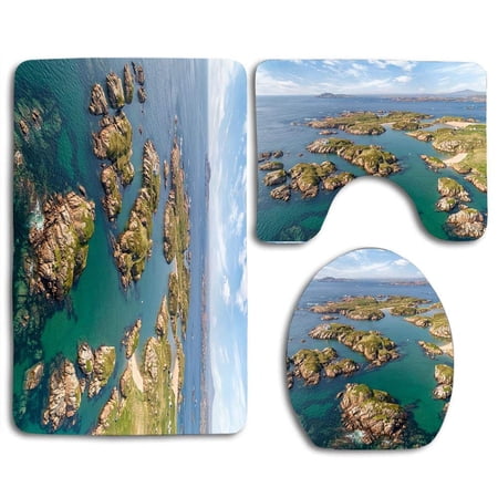 GOHAO The Islands Cloughglass Inishinny 3 Piece Bathroom Rugs Set Bath Rug Contour Mat and Toilet Lid Cover