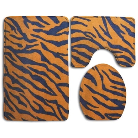 GOHAO Tiger Cool 3 Piece Bathroom Rugs Set Bath Rug Contour Mat and Toilet Lid Cover