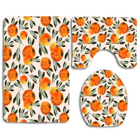 GOHAO Tropical Plants 3 Piece Bathroom Rugs Set Bath Rug Contour Mat and Toilet Lid Cover
