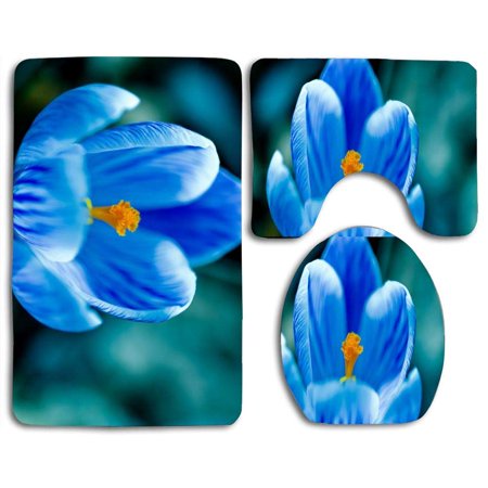 GOHAO Tulip 3 Piece Bathroom Rugs Set Bath Rug Contour Mat and Toilet Lid Cover