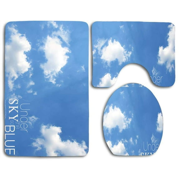 GOHAO Under Sky so Blue 3 Piece Bathroom Rugs Set Bath Rug Contour Mat and Toilet Lid Cover