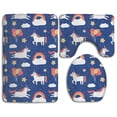 thumbnail image 1 of GOHAO Unicorn Balloons and Rainbow 3 Piece Bathroom Rugs Set Bath Rug Contour Mat and Toilet Lid Cover, 1 of 2