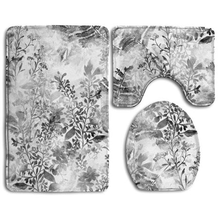 GOHAO Unique Butterflies 3 Piece Bathroom Rugs Set Bath Rug Contour Mat and Toilet Lid Cover