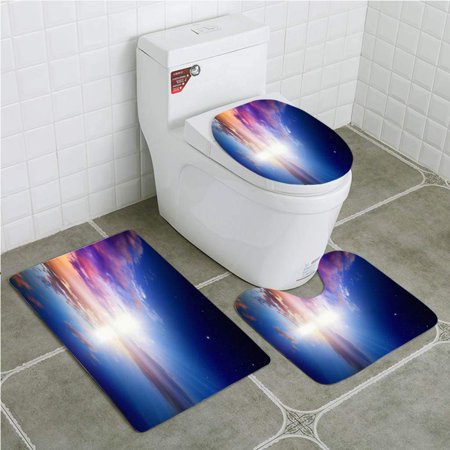 GOHAO Way to Heaven 3 Piece Bathroom Rugs Set Bath Rug Contour Mat and Toilet Lid Cover