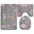 thumbnail image 1 of GOHAO Whale Lighthouse Anchor 3 Piece Bathroom Rugs Set Bath Rug Contour Mat and Toilet Lid Cover, 1 of 2