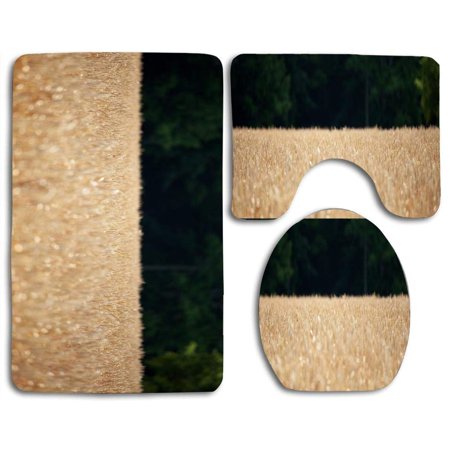 GOHAO Wheat Field Location Scouting 3 Piece Bathroom Rugs Set Bath Rug Contour Mat and Toilet Lid Cover