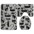 thumbnail image 1 of GOHAO Whiskers Tails Cats 3 Piece Bathroom Rugs Set Bath Rug Contour Mat and Toilet Lid Cover, 1 of 2