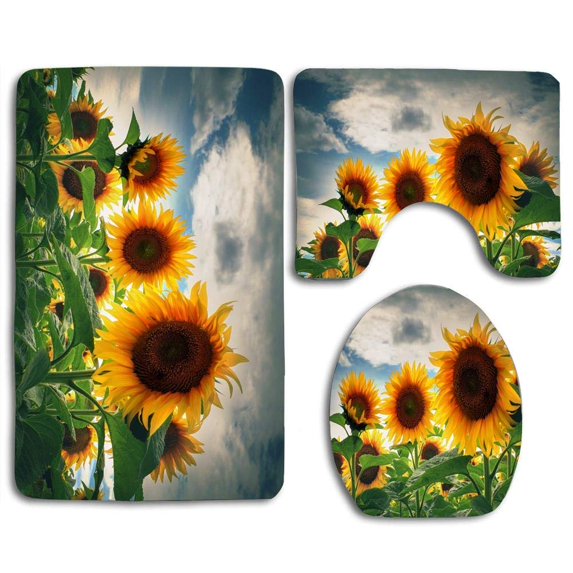 GOHAO White Flannel Bath Rugs, 3' x 2' (3 Pieces)