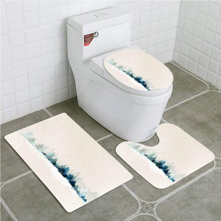 GOHAO Winter Landscape 3 Piece Bathroom Rugs Set Bath Rug Contour Mat and Toilet Lid Cover