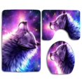 thumbnail image 1 of GOHAO Wolves Painting Galaxy 3 Piece Bathroom Rugs Set Bath Rug Contour Mat and Toilet Lid Cover, 1 of 2