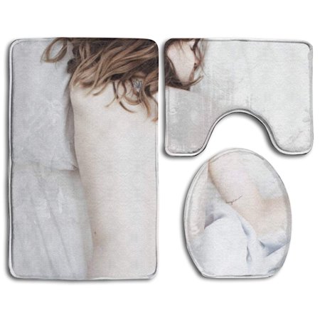 GOHAO Women Sleep 3 Piece Bathroom Rugs Set Bath Rug Contour Mat and Toilet Lid Cover
