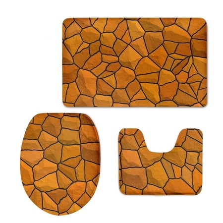 GOHAO WoodRustic Old Barn Wood 3 Piece Bathroom Rugs Set Bath Rug Contour Mat and Toilet Lid Cover