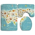 thumbnail image 1 of GOHAO World Map North America Colorful Children Kids North 3 Piece Bathroom Rugs Set Bath Rug Contour Mat and Toilet Lid Cover, 1 of 2