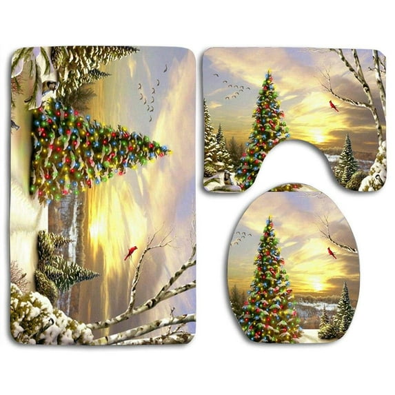 GOHAO Yellow Flannel Bath Rugs, 3' x 2' (3 Pieces)