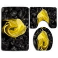 thumbnail image 1 of GOHAO Yellow Flower Black Background 3 Piece Bathroom Rugs Set Bath Rug Contour Mat and Toilet Lid Cover, 1 of 2