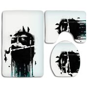 GOHAO Yes Sir 3 Piece Bathroom Rugs Set Bath Rug Contour Mat and Toilet Lid Cover