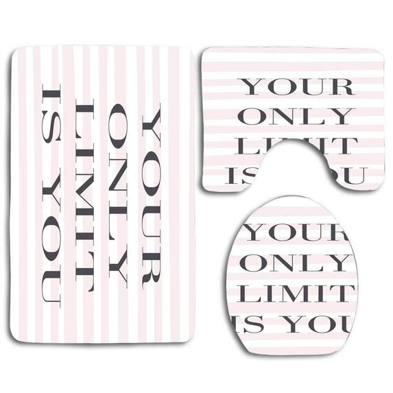 GOHAO Your Only Limit is You 3 Piece Bathroom Rugs Set Bath Rug Contour Mat and Toilet Lid Cover