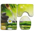 thumbnail image 1 of GOHAO Zen Garden Candle Stone Bamboo Zen 3 Piece Bathroom Rugs Set Bath Rug Contour Mat and Toilet Lid Cover, 1 of 2