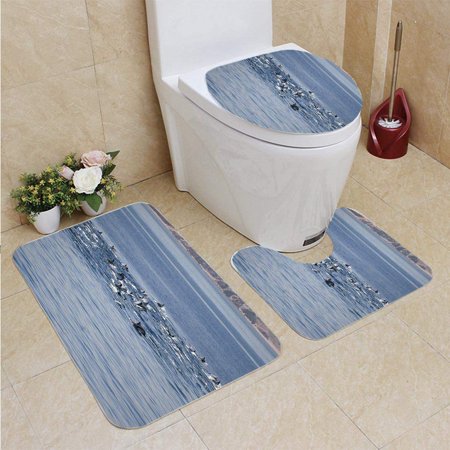 GOHAO pod Common Dolphins Delphinus delphis 3 Piece Bathroom Rugs Set Bath Rug Contour Mat and Toilet Lid Cover
