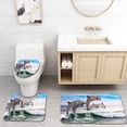 thumbnail image 1 of GOHAO six Dolphins Jumps Ocean 3 Piece Bathroom Rugs Set Bath Rug Contour Mat and Toilet Lid Cover, 1 of 2