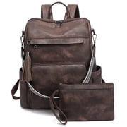 GOIACII Backpack Purse for Women Fashion Leather Backpack Designer Travel Shoulder Bag Handbag Set 2pcs