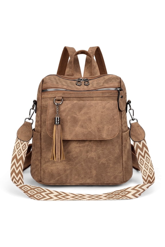 Backpack Purse for Women PU Leather Medium Travel Backpack Fashion Designer Ladies Shoulder Bag Satchel Handbags with Tassel