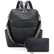 GOIACII Backpack Purse for Women Vegan Leather Travel Backpack Fashion Designer Shoulder Bag Convertible Handbag Black
