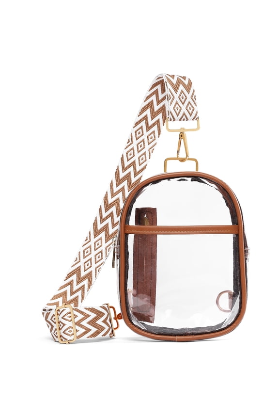 Clear Sling Bag for Women Clear Crossbody Bag for Concerts Sports, Clear Fanny Pack for Stadium Events Transparent Chest Bag with Adjustable Strap