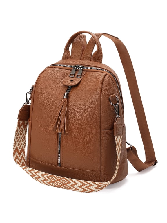 Genuine Leather Backpack Purse for Women Multi-functional Elegant Soft Leather Shoulder Bag Shopping Trip Bag Medium