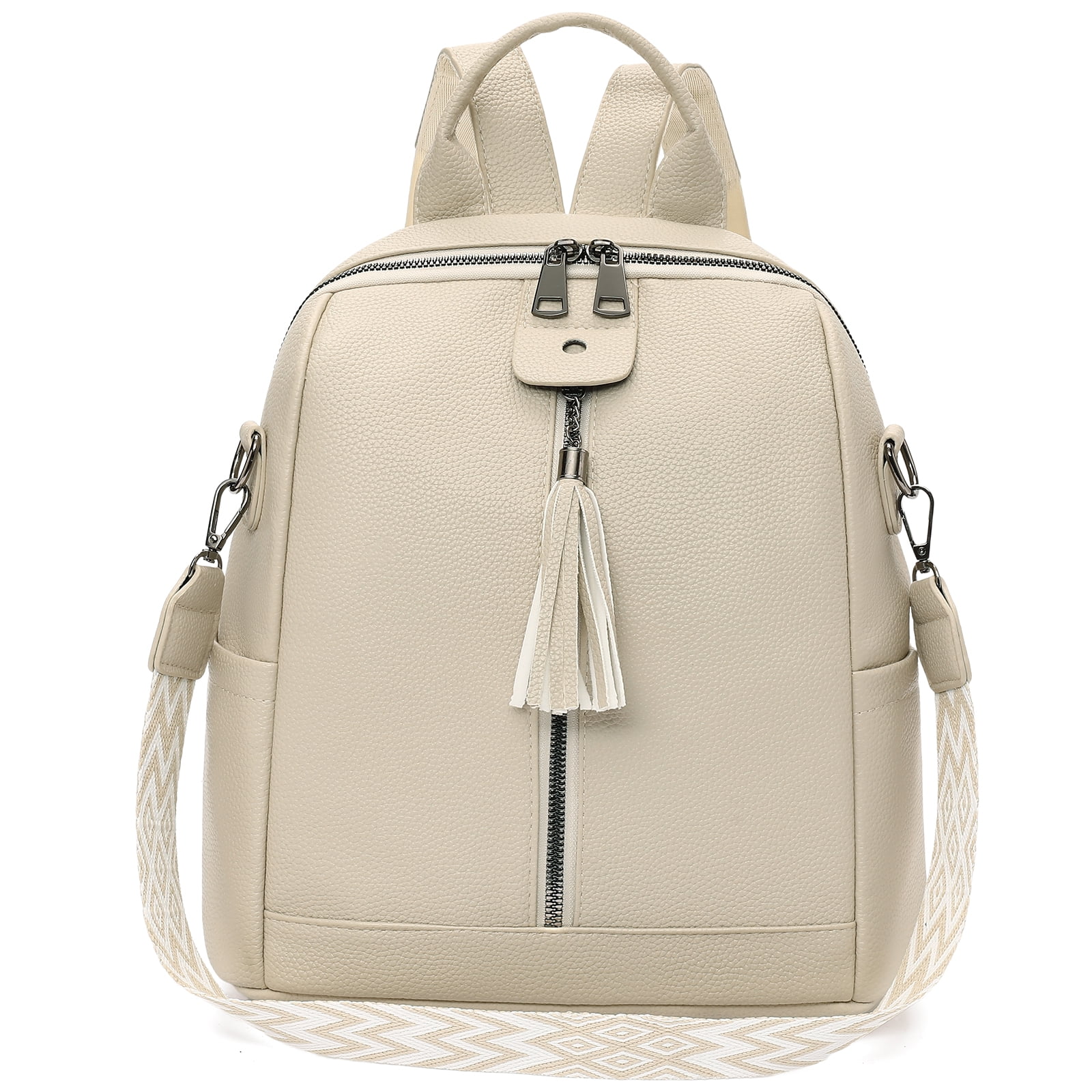 Elegant Tan and Gray Women\'s Backpack BACKPACK MADE OF EMBOSSED FAUX LEATHER main image 2