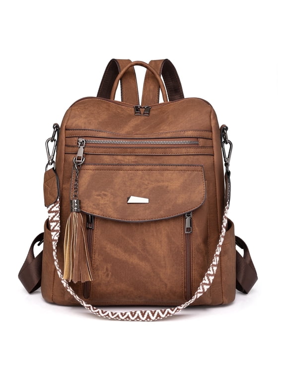Backpack Purse for Women Travel Backpack PU Leather Ladies Handbag Designer Ladies Fashion Travel Shoulder Bags with Tassel