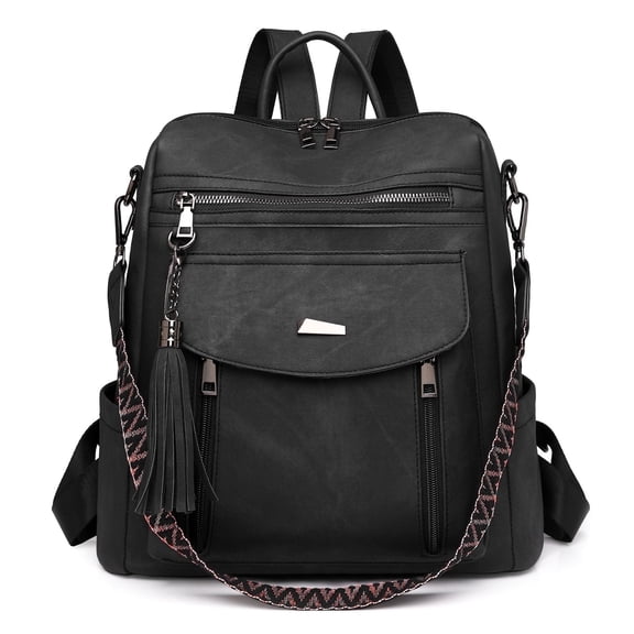 GOIACII Backpack Purse for Women Travel Backpack PU Leather Ladies Handbag Designer Ladies Fashion Travel Shoulder Bags with Tassel