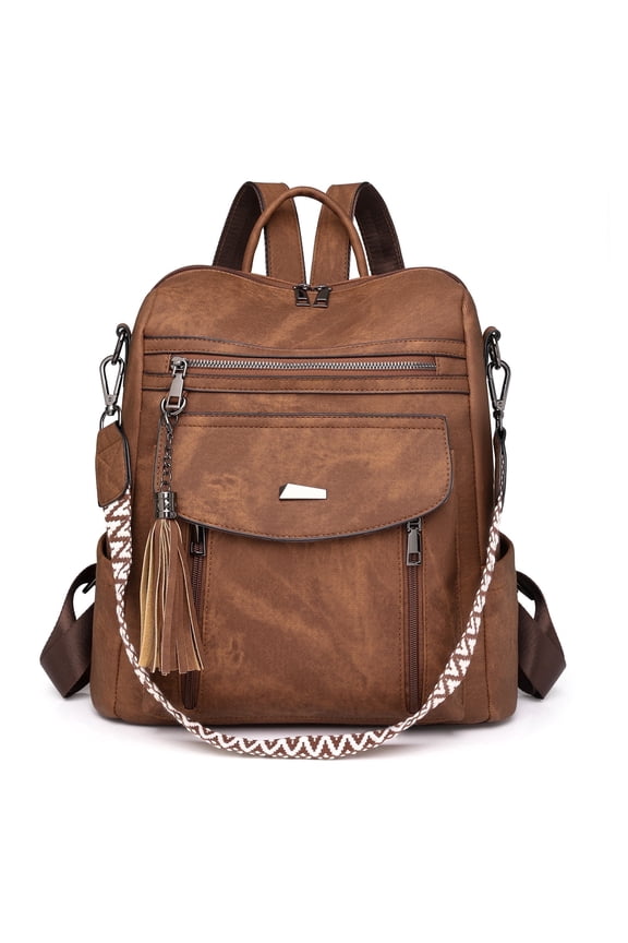 Backpack Purse for Women Travel Backpack PU Leather Ladies Handbag Designer Ladies Fashion Travel Shoulder Bags with Tassel