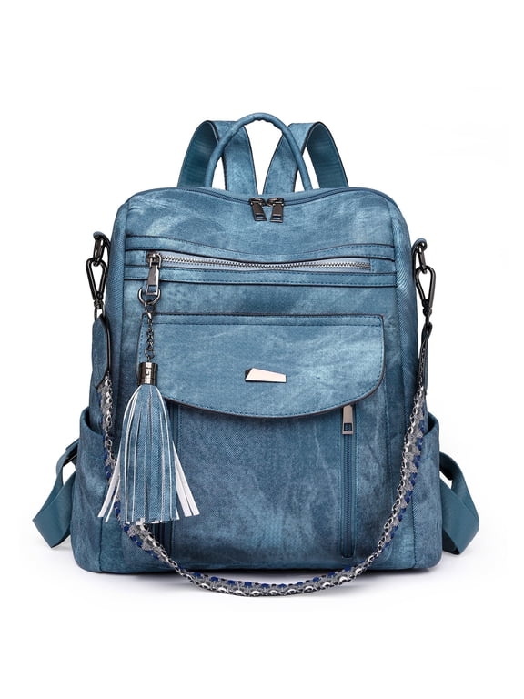 Backpack Purse for Women Travel Backpack PU Leather Ladies Handbag Designer Ladies Fashion Travel Shoulder Bags with Tassel