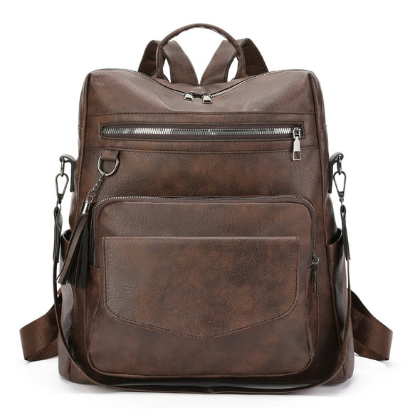 GOIACII Leather Laptop Backpack for Women 13 inch Work Backpack Fashion Travel Backpack Purse for Travel College Work