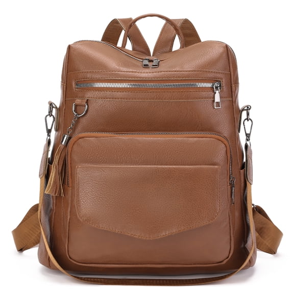 GOIACII Leather Laptop Backpack for Women 13 inch Work Backpack Fashion Travel Backpack Purse for Travel College Work