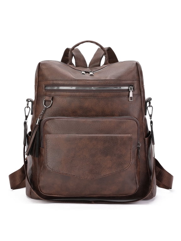 Leather Laptop Backpack for Women 13 inch Work Backpack Fashion Travel Backpack Purse for Travel College Work