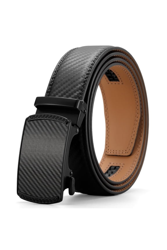 Mens Belt Leather Ratchet Belt For Men Dress and Casual with Adjustable Buckle, Trim to Fit,Gift Box