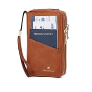 GOIACII Passport Wallet Travel Crossbody Bags for Women Wristlet Phone Purse Double Zip Vegan Leather
