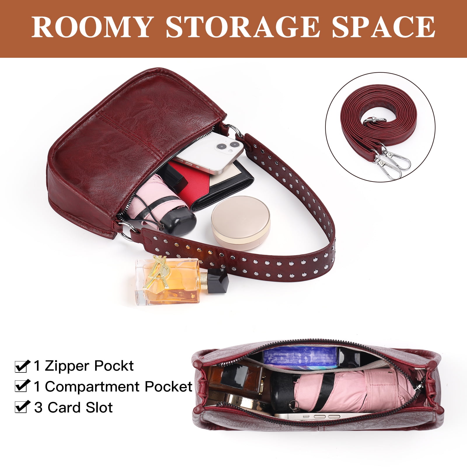 GOIACII Shoulder Bag for Women Small Handbags with 2 Removable Strap