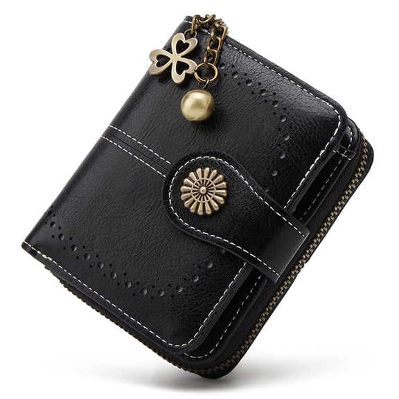 GOIACII Women's Small Leather Bifold Wallet, RFID Blocking Ladies Purse with Zipper Coin Pocket