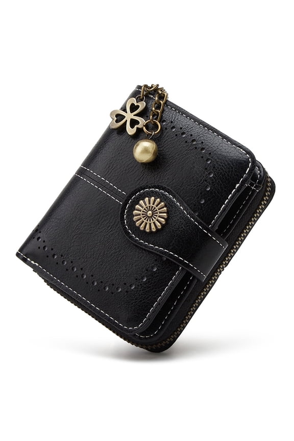 Women's Small Leather Bifold Wallet, RFID Blocking Ladies Purse with Zipper Coin Pocket