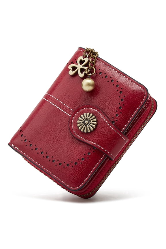 Women's Small Leather Bifold Wallet, RFID Blocking Ladies Purse with Zipper Coin Pocket