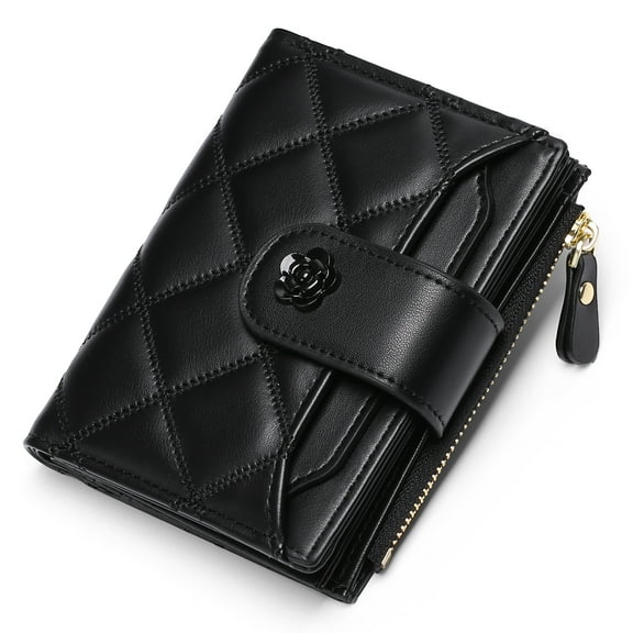 GOIACII Small Wallets for Women Leather Bifold Wallet Women RFID Blocking Purse Credit Card Holder with 15 Card Slots and ID Window Coin Pocket