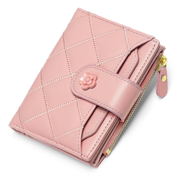 GOIACII Small Wallets for Women Leather Bifold Wallet Women RFID Blocking Purse Credit Card Holder with 15 Card Slots and ID Window Coin Pocket