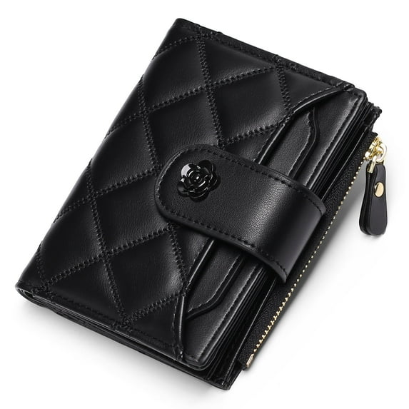 GOIACII Small Wallets for Women Leather Bifold Wallet Women RFID Blocking Purse Credit Card Holder with 15 Card Slots and ID Window Coin Pocket