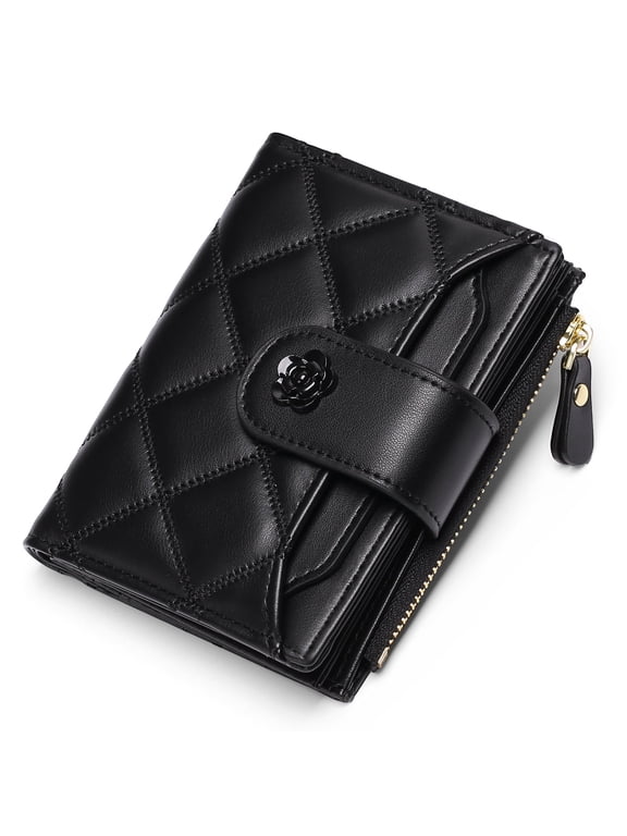 Small Wallets for Women Leather Bifold Wallet Women RFID Blocking Purse Credit Card Holder with 15 Card Slots and ID Window Coin Pocket
