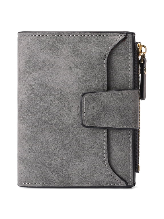 Small Women Wallet PU Leather Bifold Wallet Credit Holder Ladies Compact Wallet with Coins Zipper Pocket