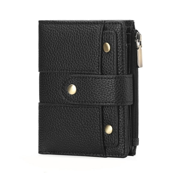 GOIACII Small Women's Wallet Ladies Credit Card Holder with 4 ID Windows & Zip Coin Pocket RFID Blocking Leather