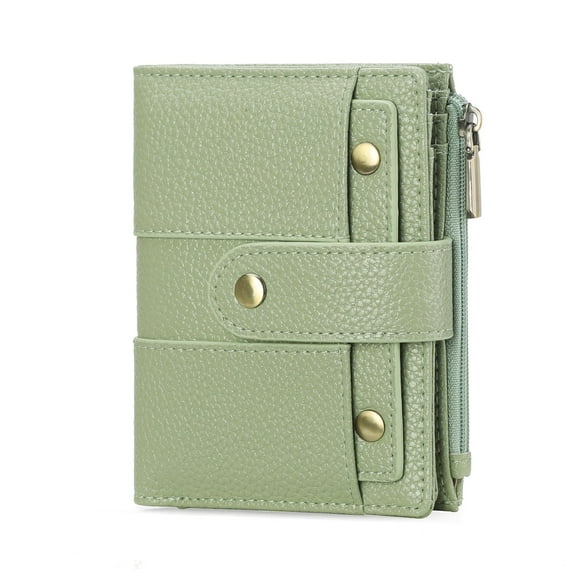 GOIACII Small Women's Wallet Ladies Credit Card Holder with 4 ID Windows & Zip Coin Pocket RFID Blocking Leather